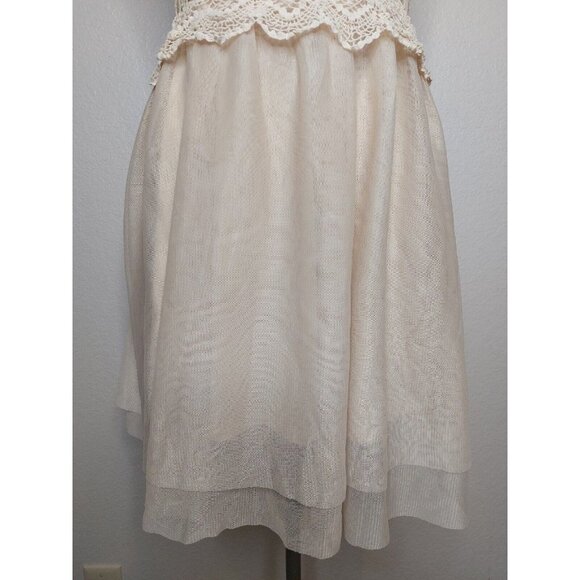 Love Fire Junior Womens Large Lace Dress Off White Beige Halter Lace Sleeveless - Picture 11 of 14